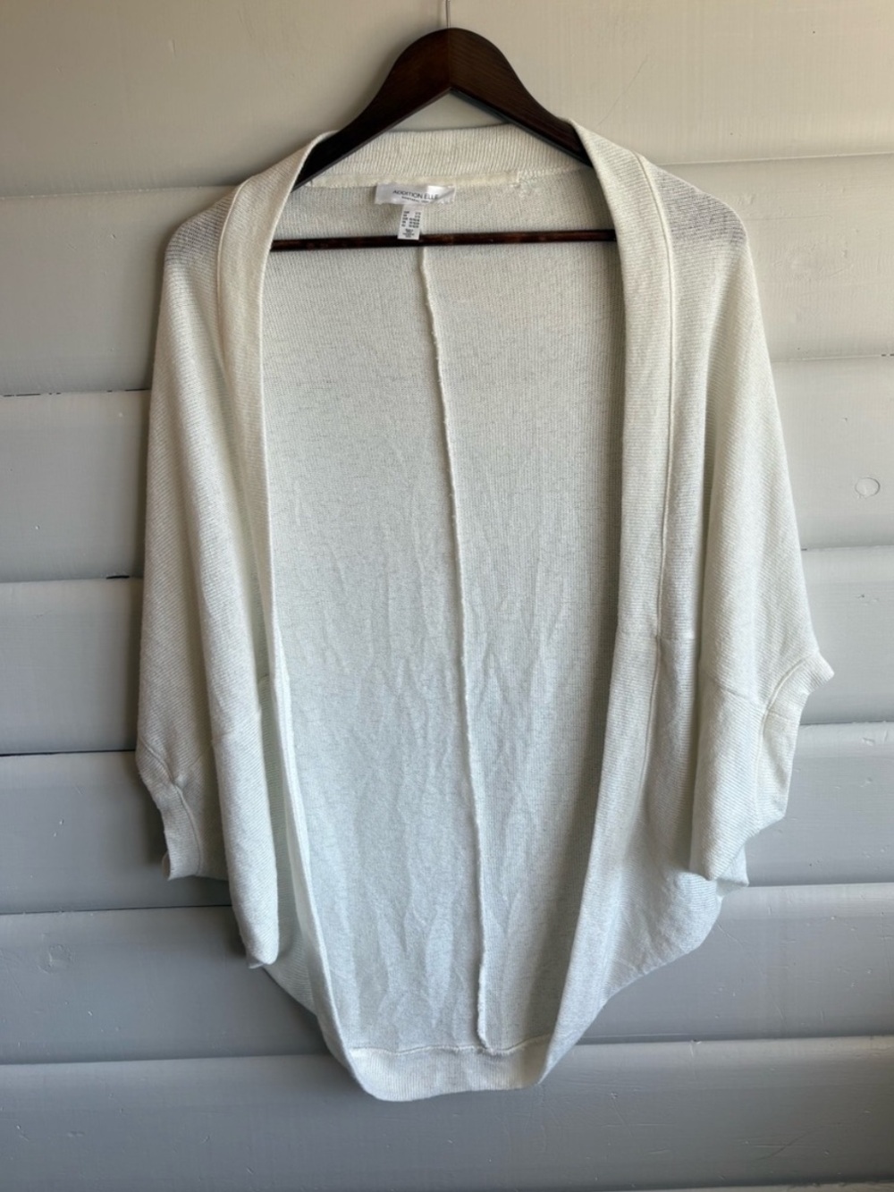 Addition Elle Ivory Open Front Cocoon Cardigan Kimono Sleeve Lightweight X/1X
